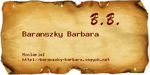Baranszky Barbara névjegykártya